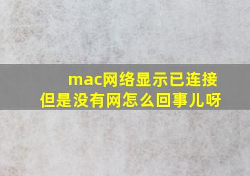 mac网络显示已连接但是没有网怎么回事儿呀