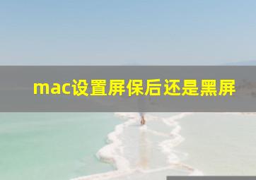 mac设置屏保后还是黑屏