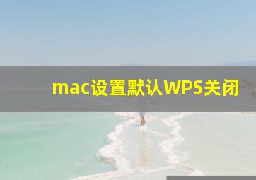 mac设置默认WPS关闭