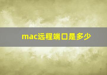 mac远程端口是多少