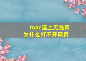 mac连上无线网为什么打不开网页