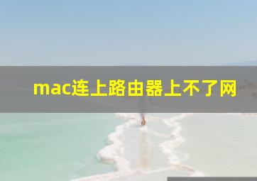 mac连上路由器上不了网