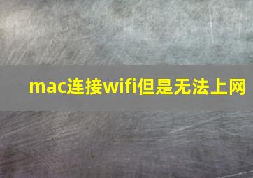 mac连接wifi但是无法上网