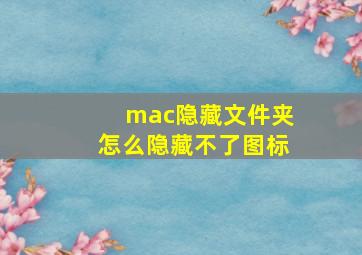 mac隐藏文件夹怎么隐藏不了图标