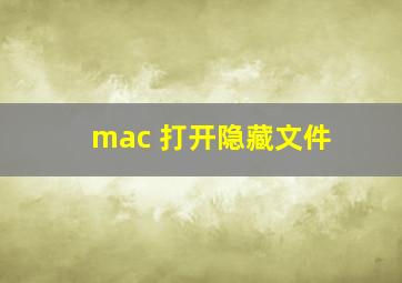 mac 打开隐藏文件