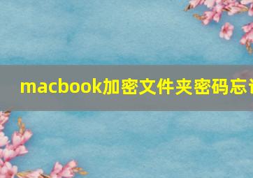 macbook加密文件夹密码忘记