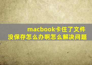 macbook卡住了文件没保存怎么办啊怎么解决问题