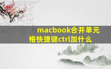 macbook合并单元格快捷键ctrl加什么