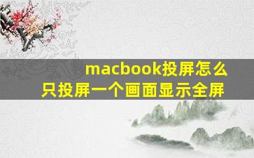 macbook投屏怎么只投屏一个画面显示全屏