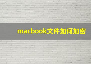 macbook文件如何加密