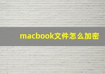 macbook文件怎么加密