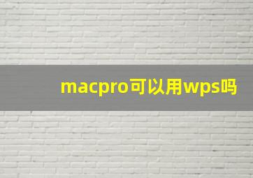 macpro可以用wps吗