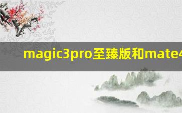 magic3pro至臻版和mate40pro