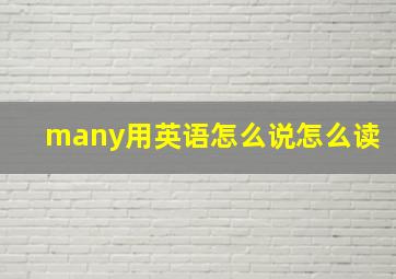 many用英语怎么说怎么读