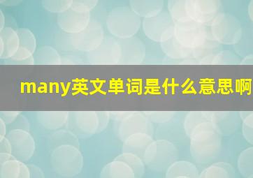 many英文单词是什么意思啊