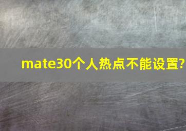 mate30个人热点不能设置?