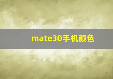 mate30手机颜色