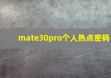 mate30pro个人热点密码