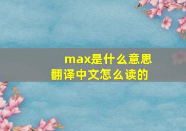 max是什么意思翻译中文怎么读的