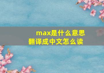 max是什么意思翻译成中文怎么读