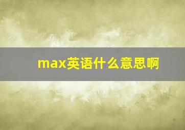 max英语什么意思啊