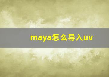 maya怎么导入uv