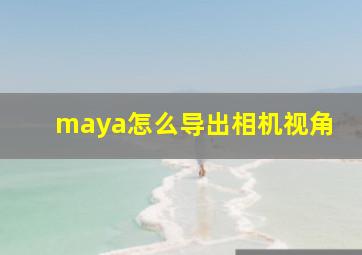 maya怎么导出相机视角