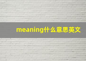 meaning什么意思英文