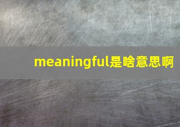 meaningful是啥意思啊