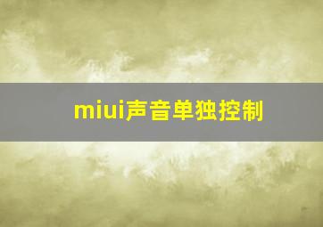 miui声音单独控制