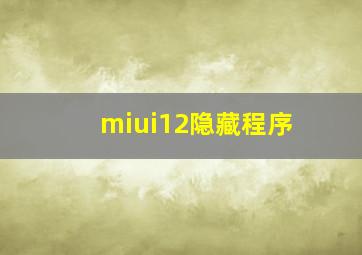 miui12隐藏程序