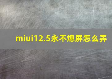 miui12.5永不熄屏怎么弄