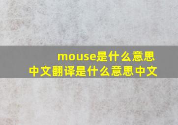 mouse是什么意思中文翻译是什么意思中文