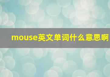 mouse英文单词什么意思啊