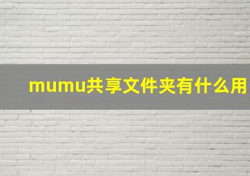 mumu共享文件夹有什么用