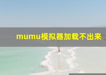 mumu模拟器加载不出来