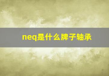 neq是什么牌子轴承