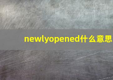 newlyopened什么意思