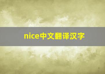 nice中文翻译汉字