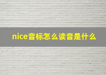 nice音标怎么读音是什么