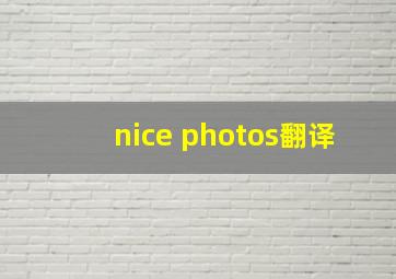 nice photos翻译