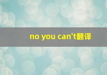 no you can't翻译