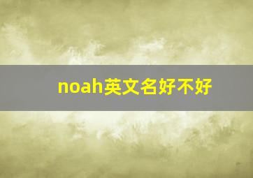 noah英文名好不好