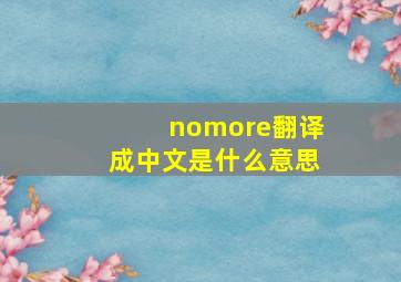 nomore翻译成中文是什么意思