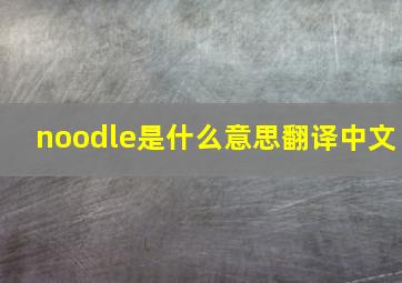 noodle是什么意思翻译中文