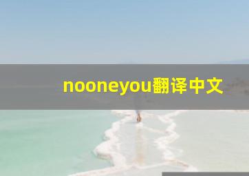 nooneyou翻译中文