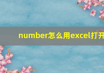 number怎么用excel打开