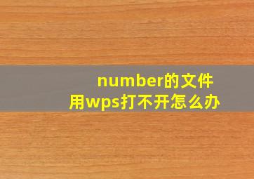 number的文件用wps打不开怎么办