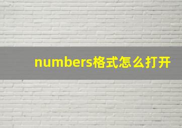 numbers格式怎么打开