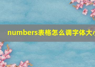 numbers表格怎么调字体大小